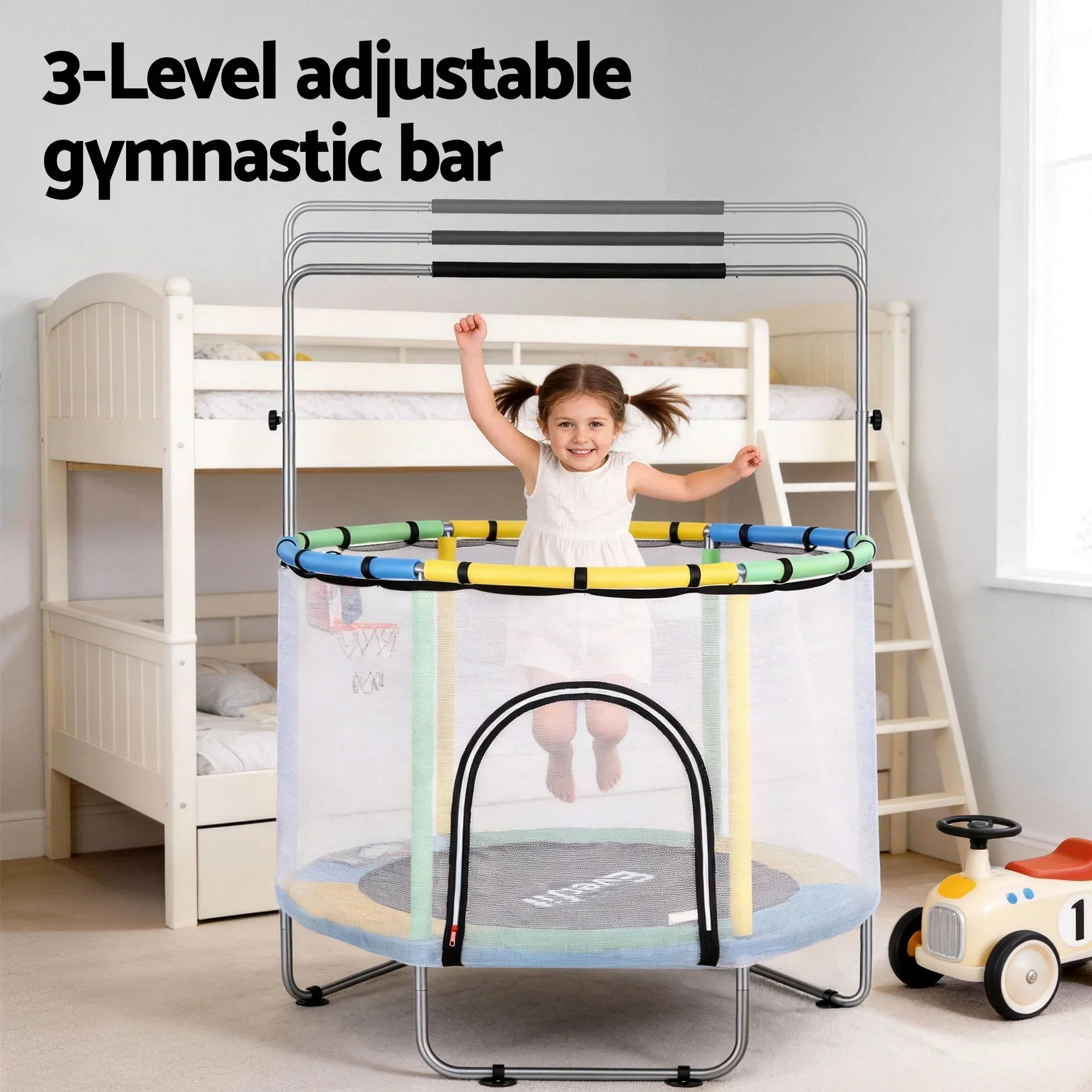 55inch Trampoline Kids Rebounder with Basketball Set Sandbag Boxing Game - Image 6