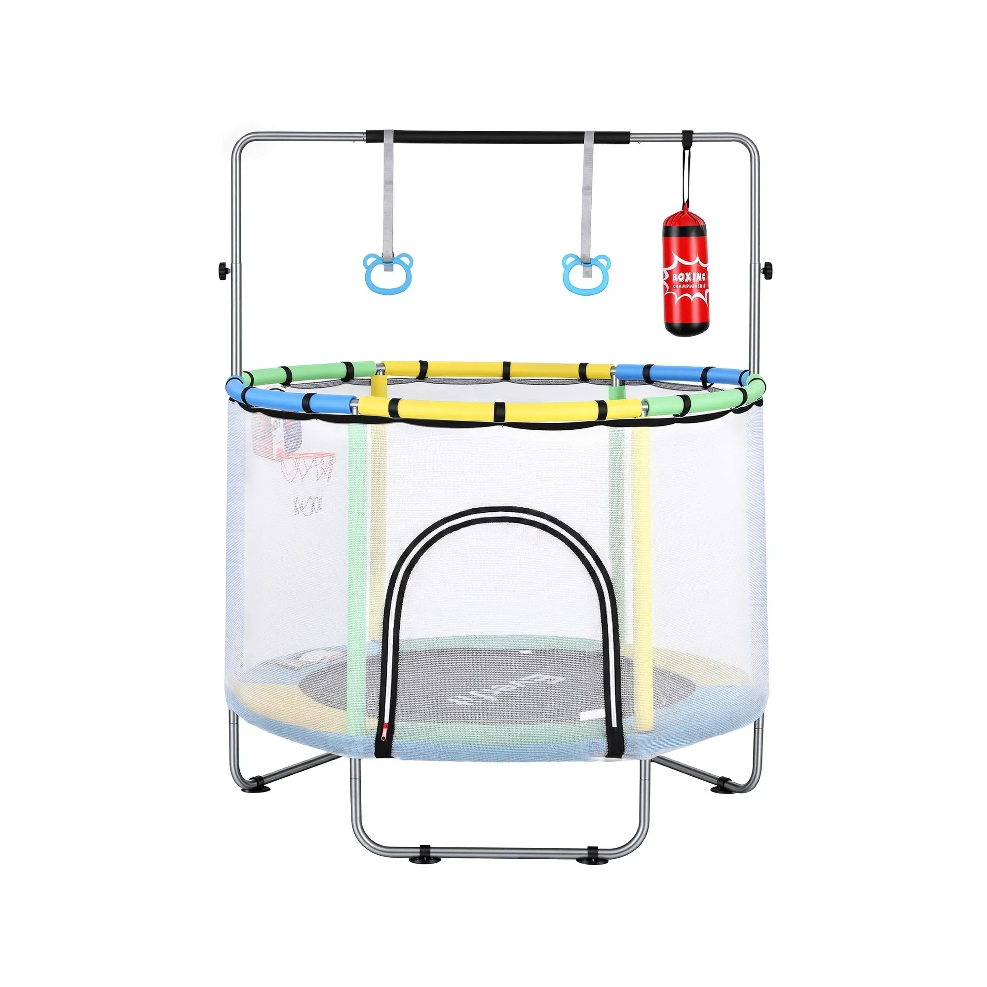 55inch Trampoline Kids Rebounder with Basketball Set Sandbag Boxing Game - Image 9