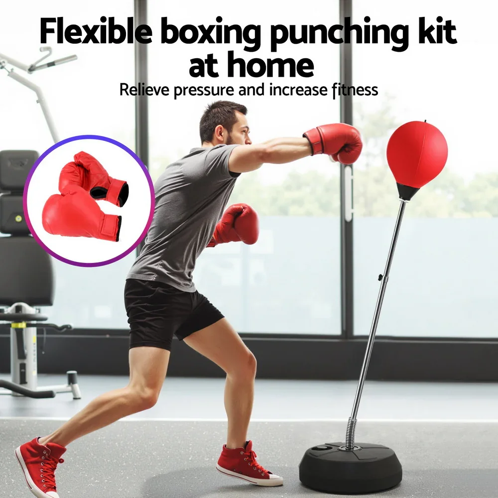 Adult Punching Bag Stand 150cm Adjustable Freestanding with Gloves and Pump - Image 5