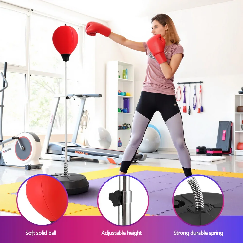 Adult Punching Bag Stand 150cm Adjustable Freestanding with Gloves and Pump - Image 6