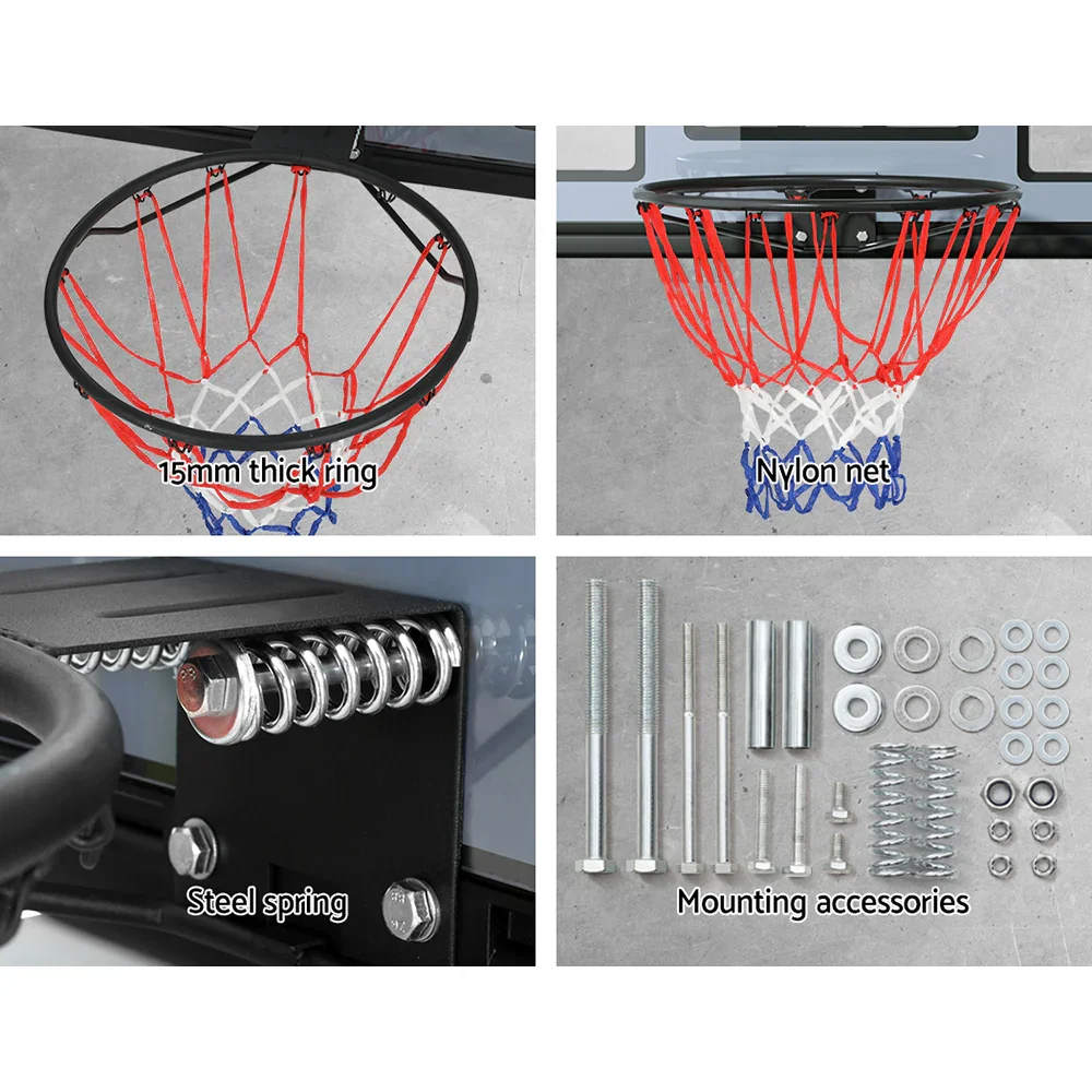 45" Basketball Hoop Backboard Wall Mounted Ring Net Sports Pro System - Image 4
