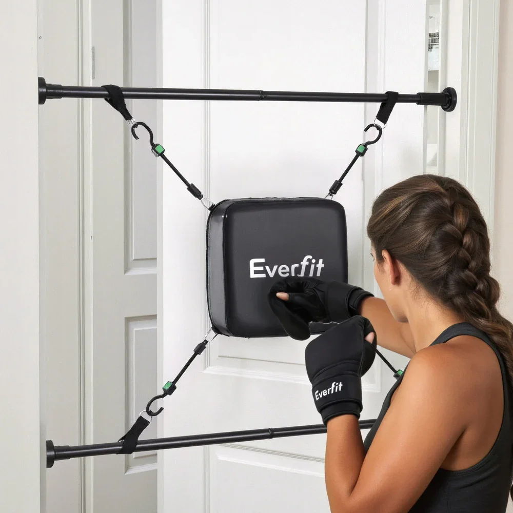 Doorway Punching Bag Adjustable Apartment Friendly with Boxing Gloves Black - Image 7