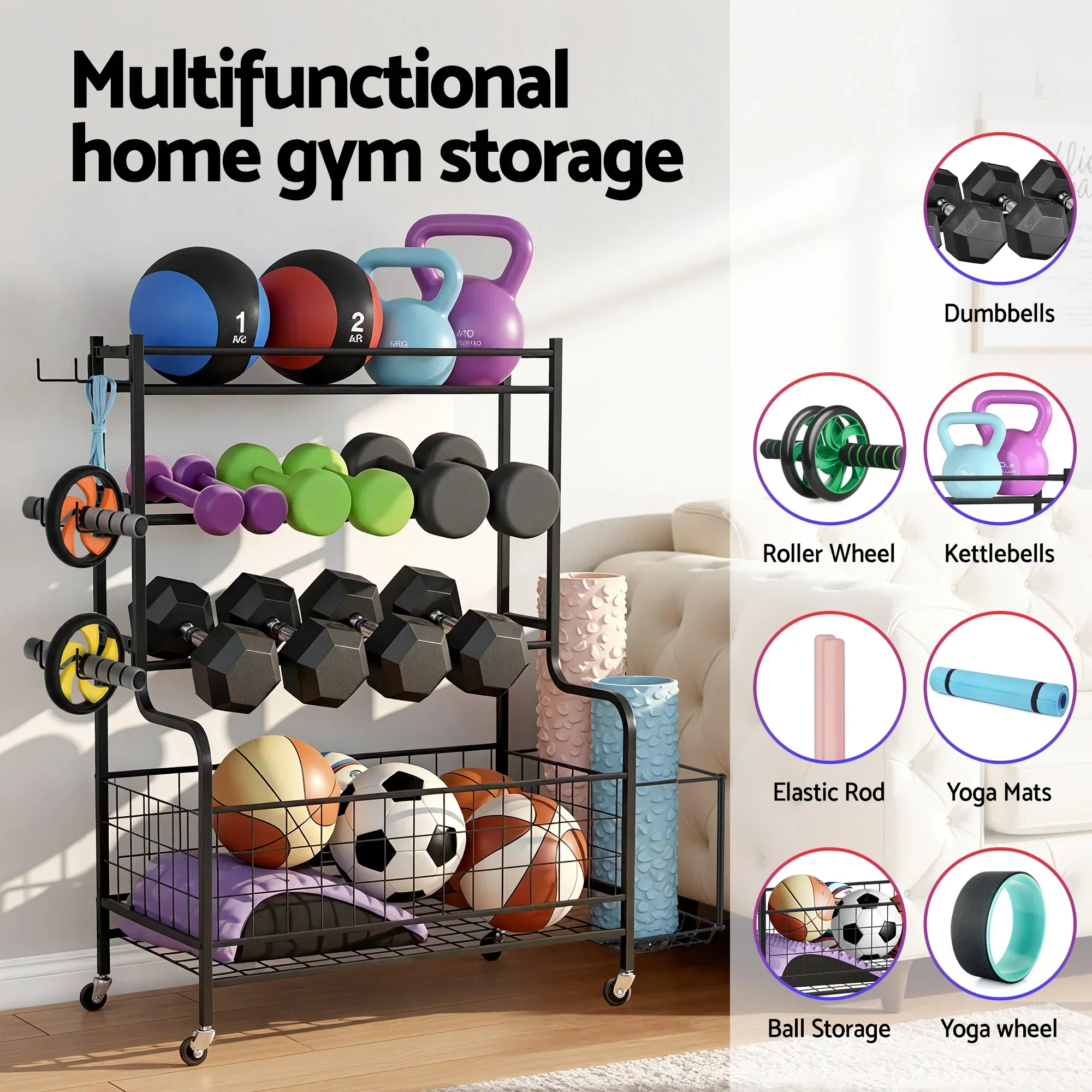 Dumbbell Rack Weight Rack for Dumbbells Home Gym Storage Black - Image 4
