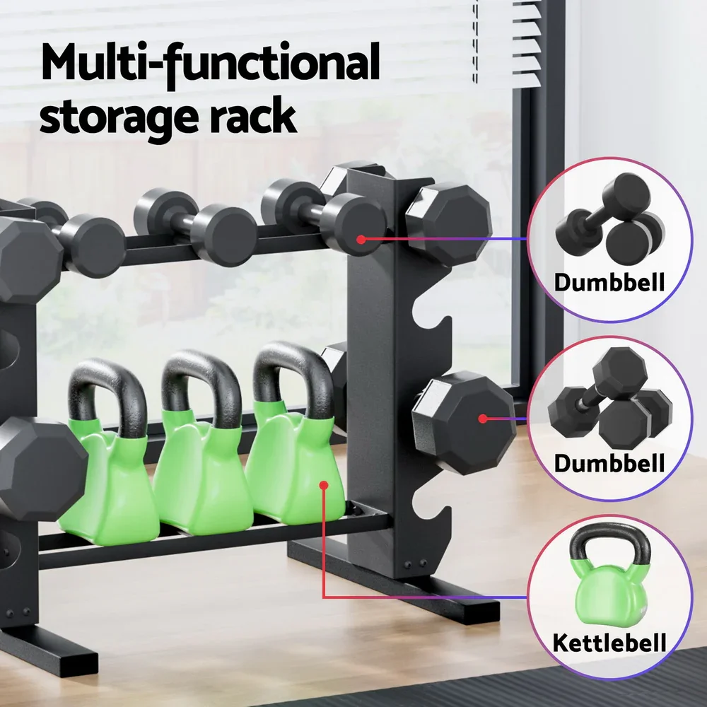 Dumbbells Rack Dumbbell Kettlebell Stand Home Gym Storage 200kg Capacity - Image 4