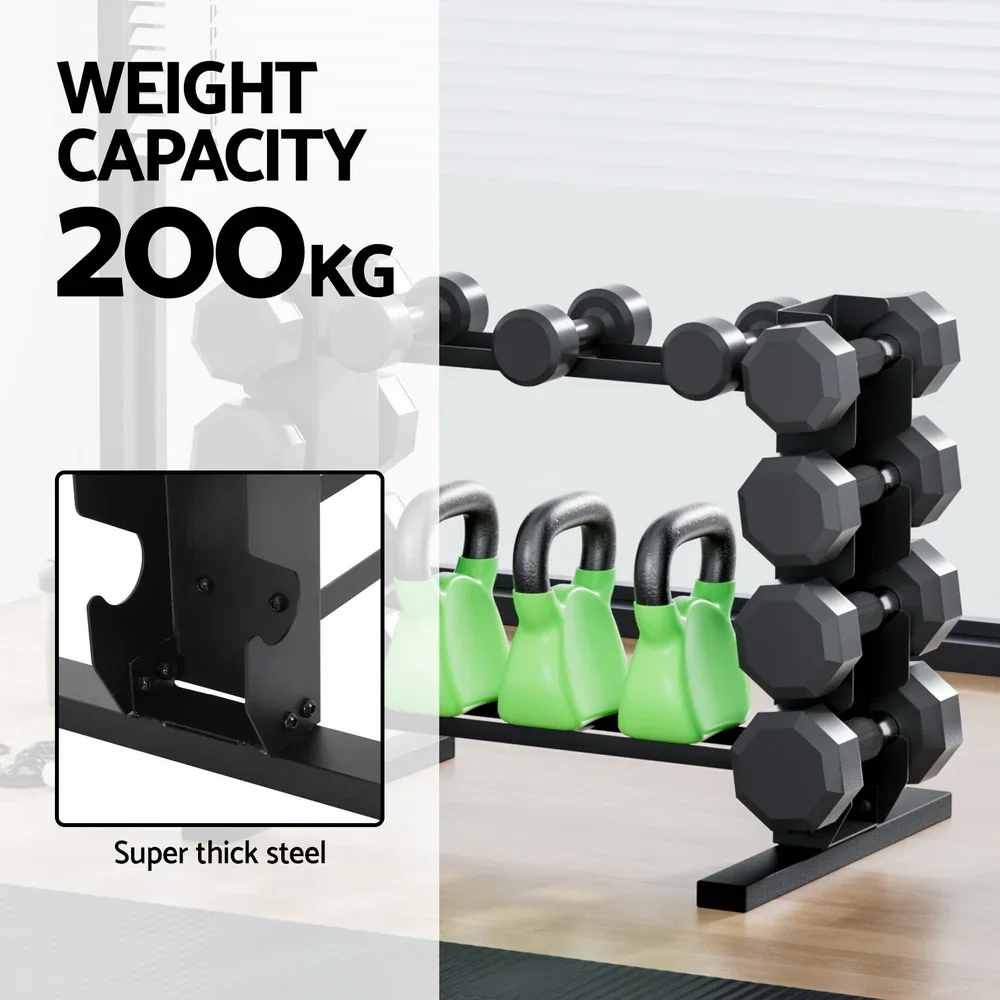 Dumbbells Rack Dumbbell Kettlebell Stand Home Gym Storage 200kg Capacity - Image 6