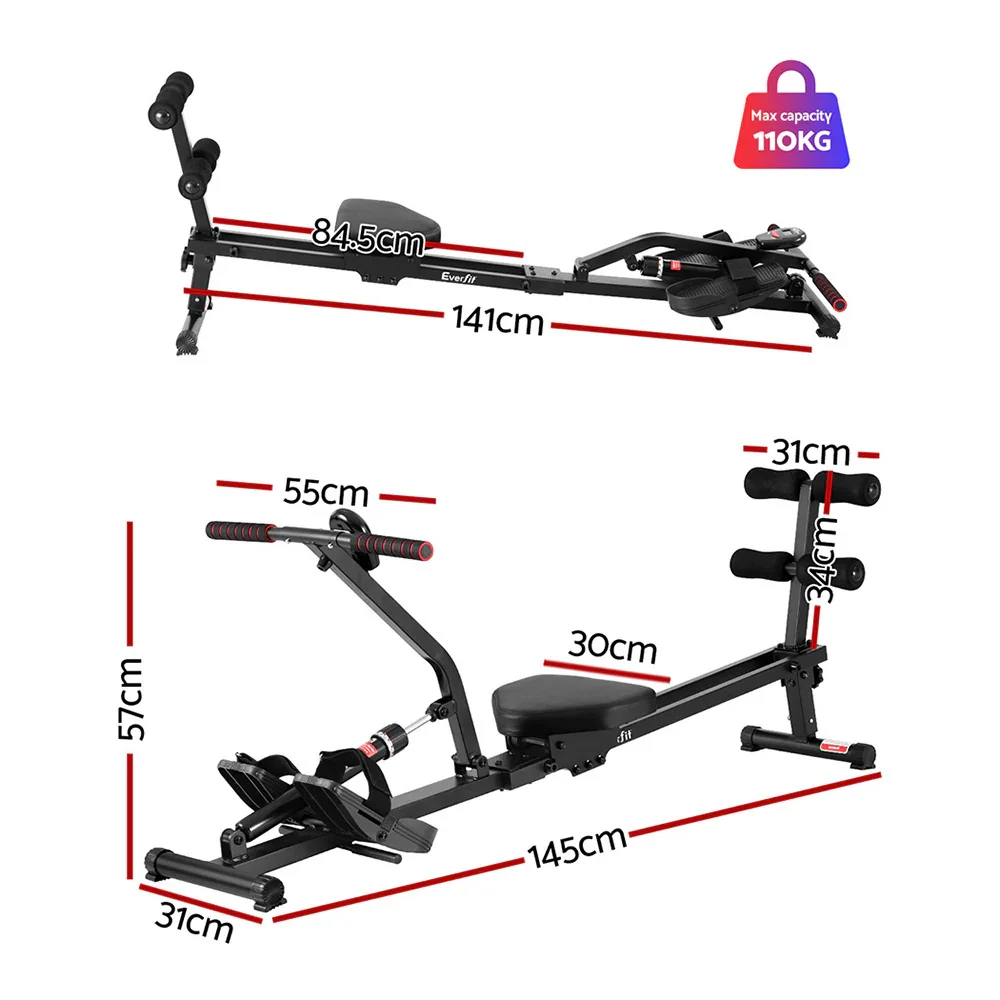 Hydraulic Rowing Machine Rower 12 Levels Resistance Exercise Fitness Gym Cardio - Image 5