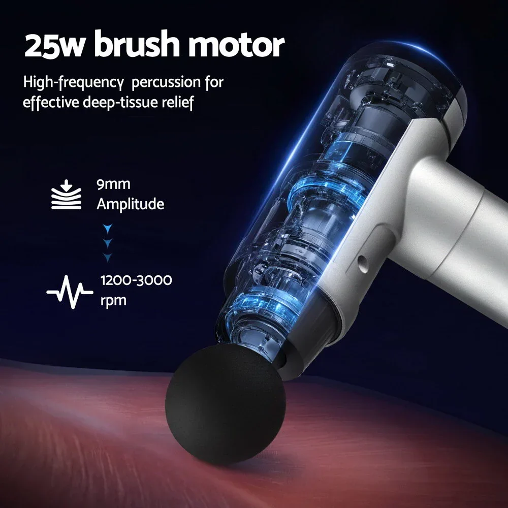 Massage Gun 30 Speed 6 Heads Vibration Muscle Massager Chargeable Black - Image 4