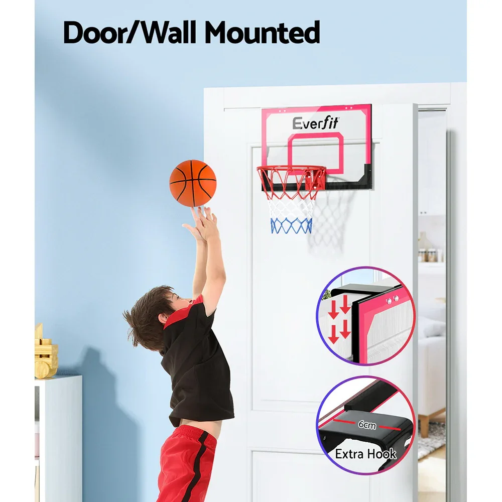 23" Mini Basketball Hoop Backboard Door Wall Mounted Sports Kids Red - Image 4