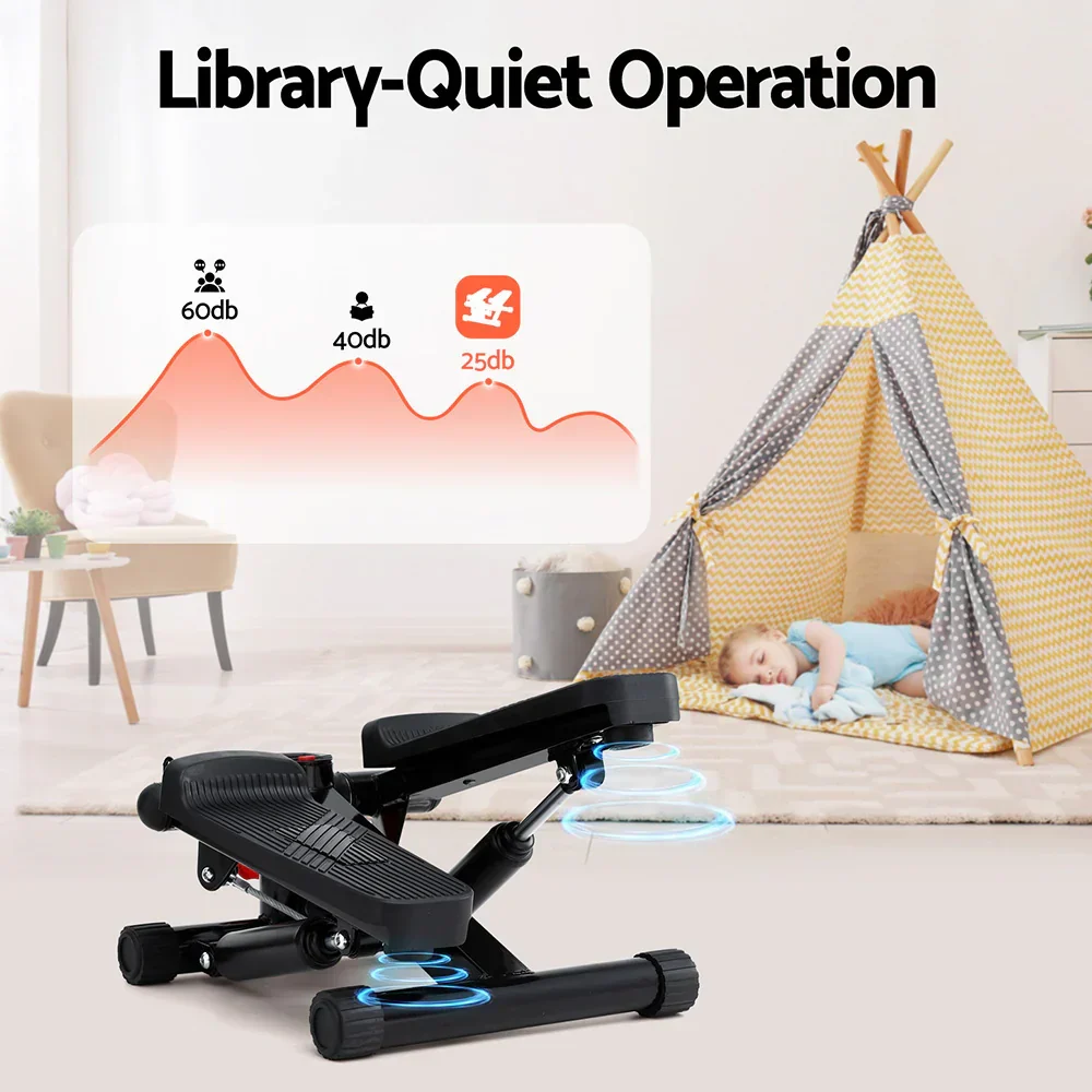 Mini Stepper with Resistance Rope Aerobic for Exercise Compact Home Workout Black - Image 3