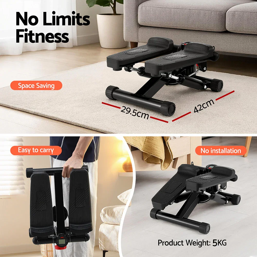 Mini Stepper with Resistance Rope Aerobic for Exercise Compact Home Workout Black - Image 4