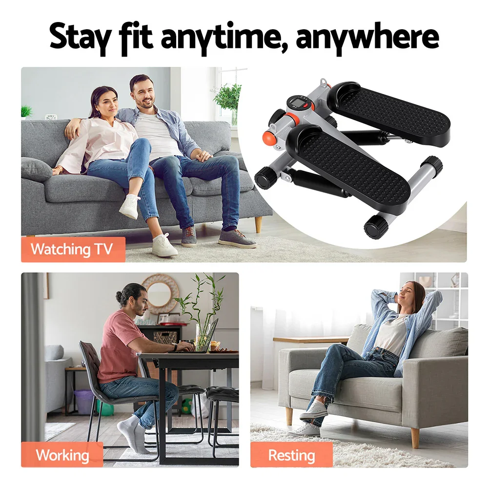 Mini Stepper with Resistance Rope Aerobic for Exercise Compact Home Workout Grey - Image 6