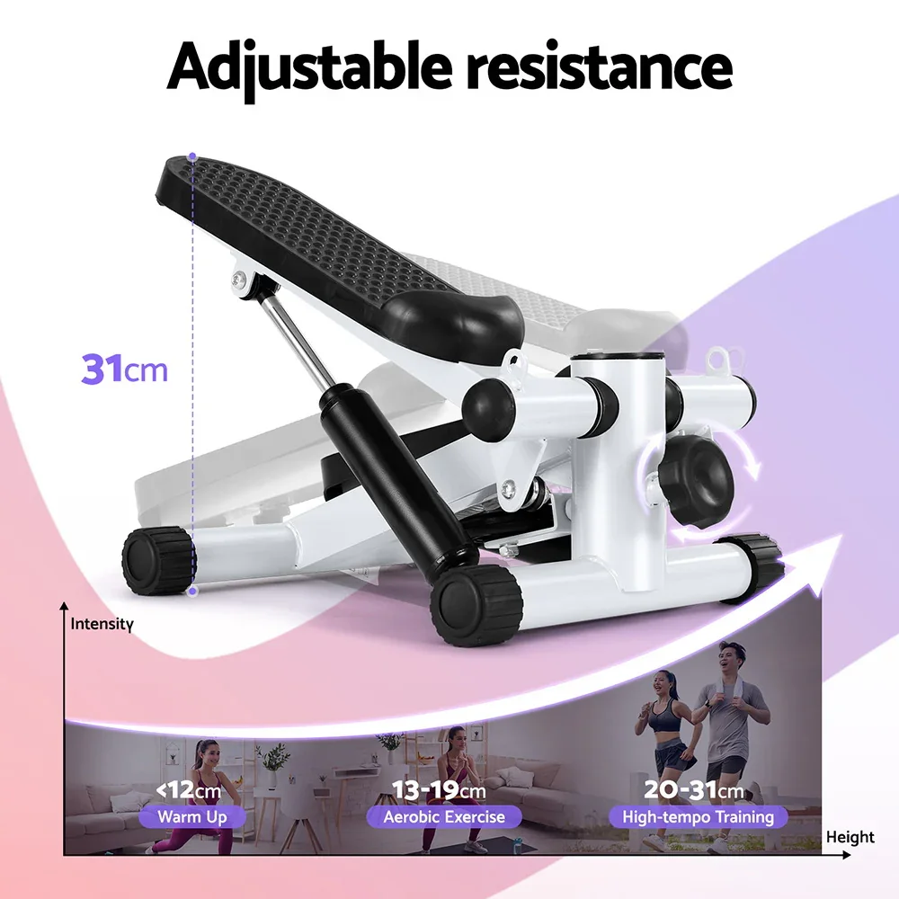 Mini Stepper with Resistance Rope Aerobic for Exercise Compact Home Workout White - Image 4