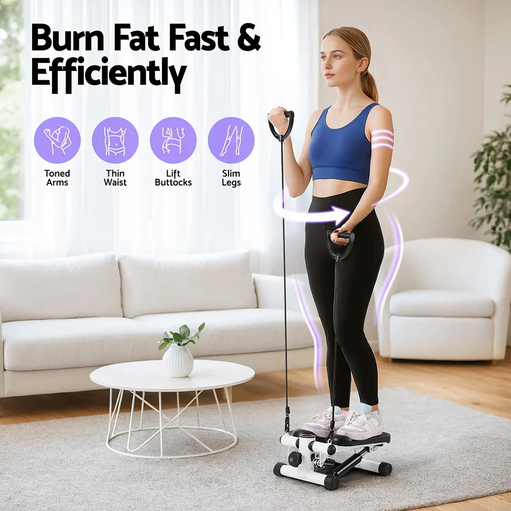 Mini Stepper with Resistance Rope Aerobic for Exercise Compact Home Workout White - Image 5