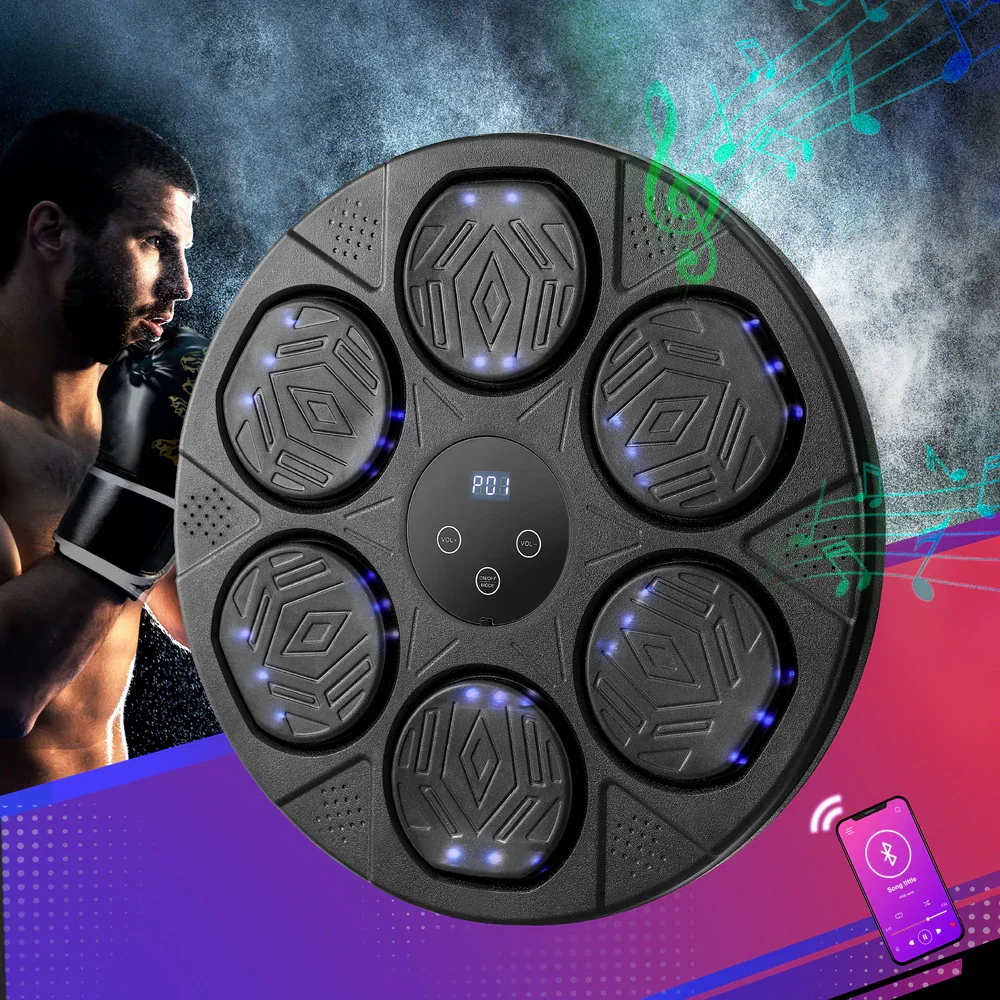 Music Boxing Machine Bluetooth Wall-Mounted Punch Target with LED Display & Gloves - Image 7
