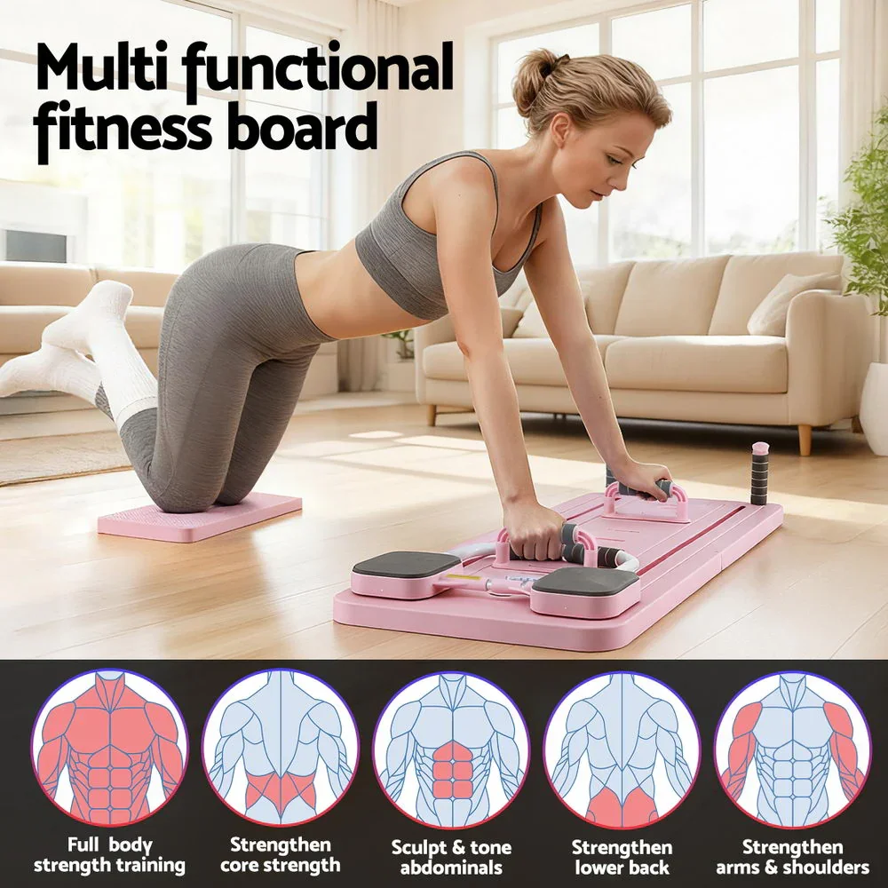 Pilates Reformer Abdominal Exercise Board Push Up Set Fitness Pink - Image 5