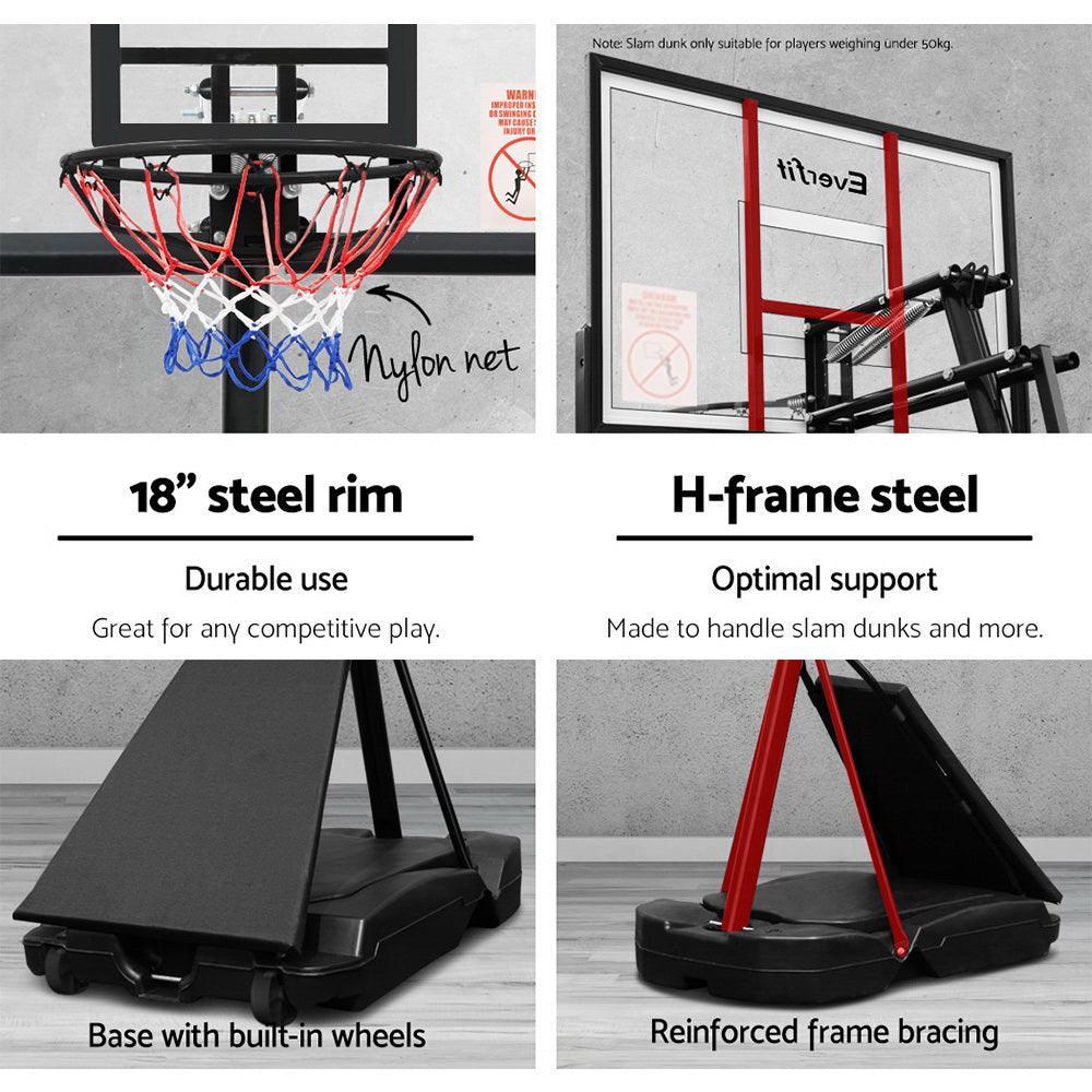 3.05M Basketball Hoop Stand System Adjustable Height Portable Black Pro - Image 4