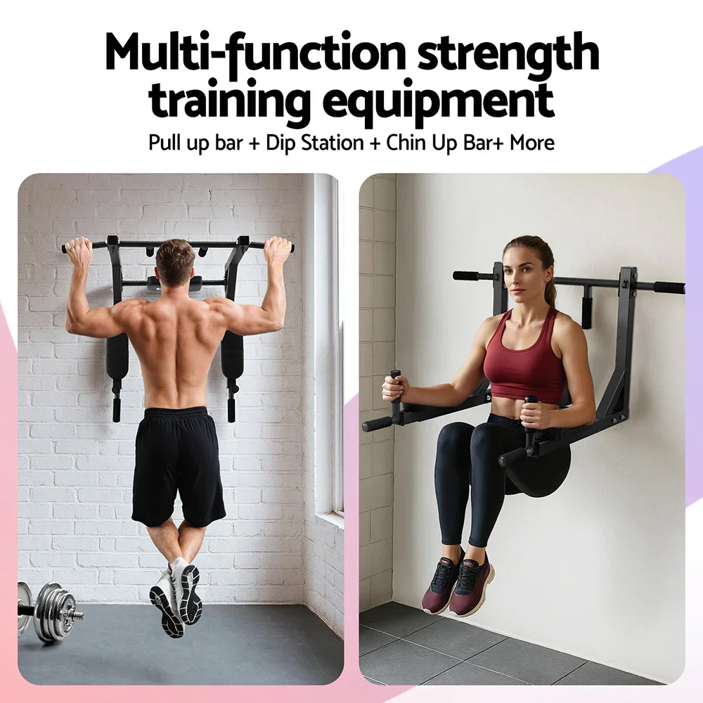 Pull Up Bar Dip Station Multi Gym 150kg Home Power Station Black Red - Image 4