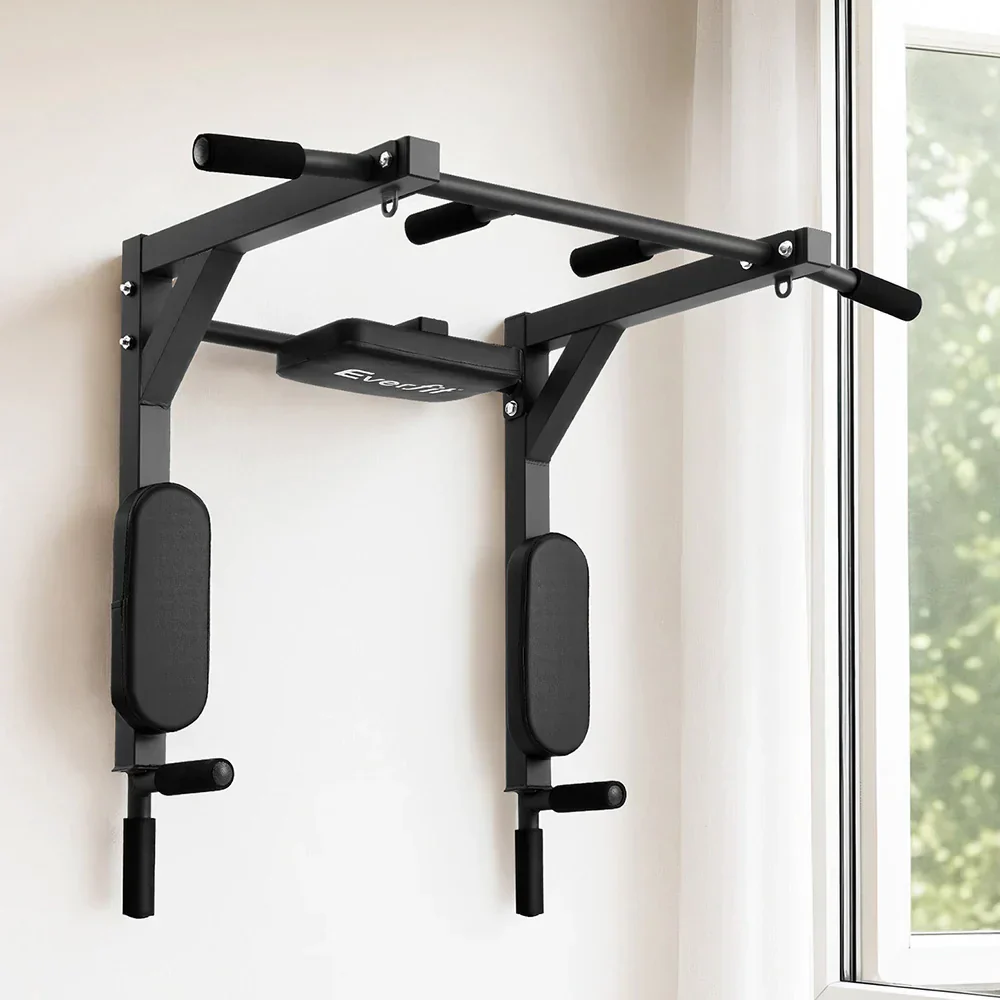 Pull Up Bar Dip Station Multi Gym 150kg Home Power Station Black Red - Image 7