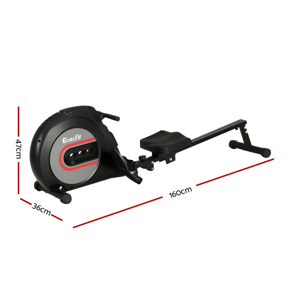 Rowing Machine Rower Elastic Rope Resistance Fitness Home Cardio Black - Image 2