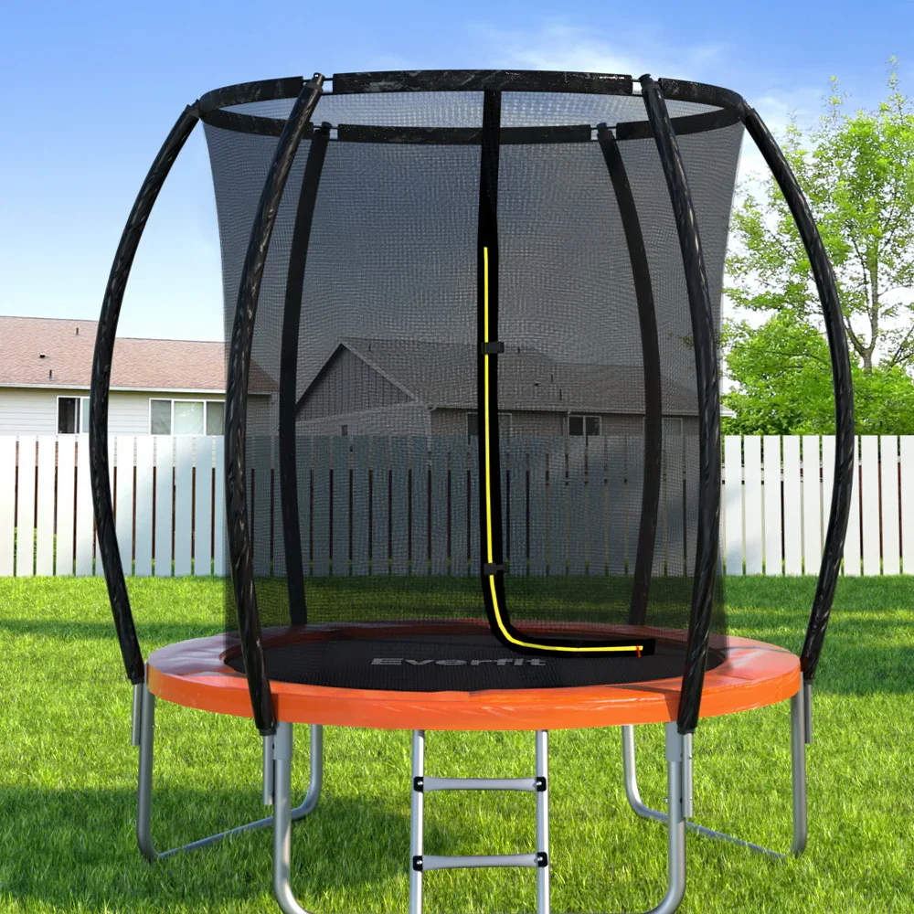 6FT Trampoline for Kids w/ Ladder Trampoline Enclosure Safety Net Rebounder Orange - Image 7