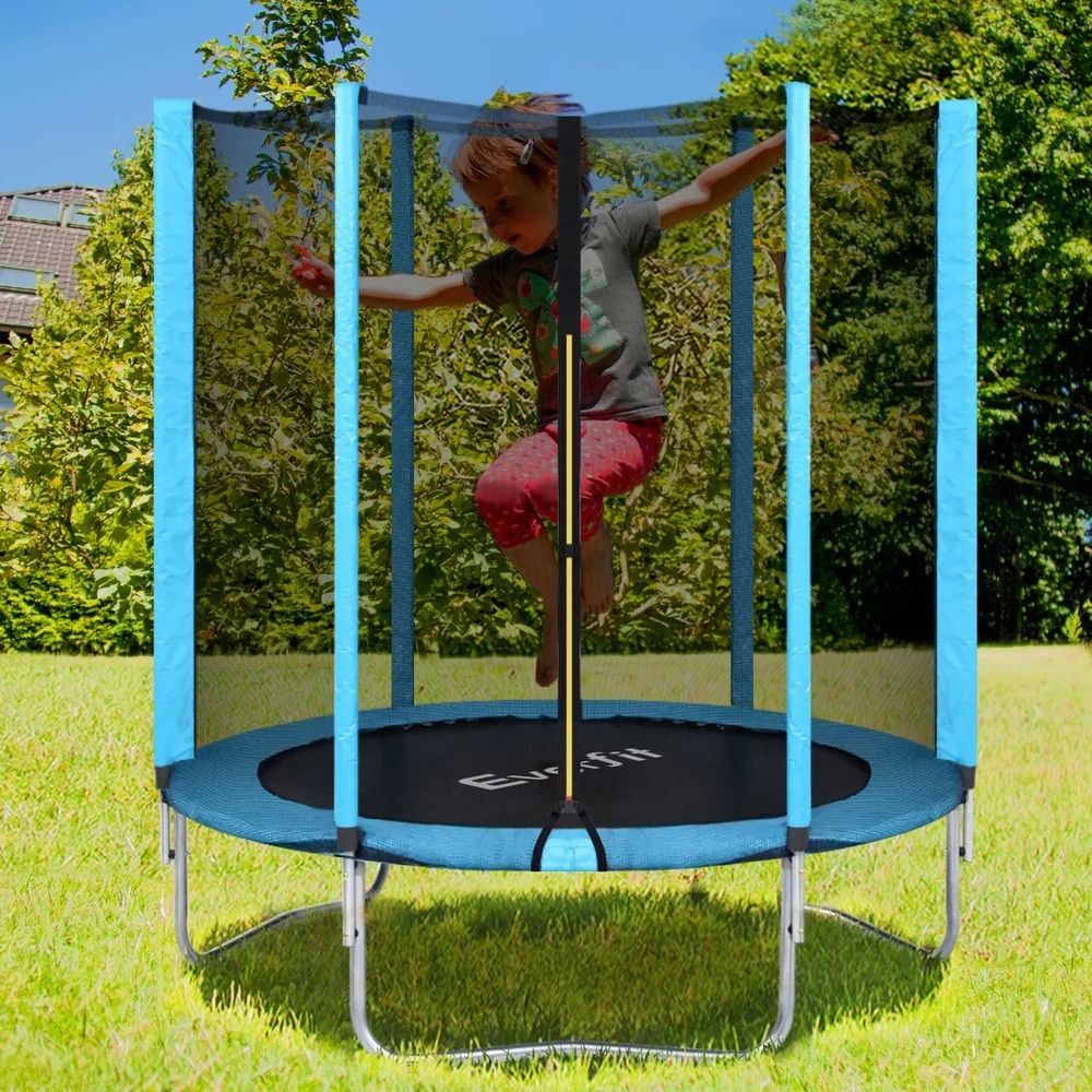 Trampoline 6FT Kids Trampolines Safety Net Pad Round Blue - Image 2