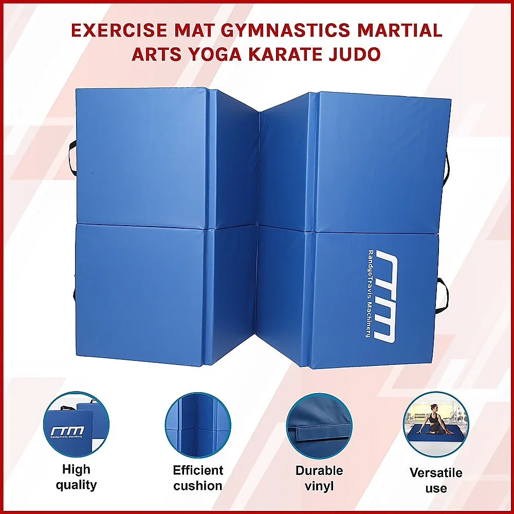 Folding Blue Exercise Mat – Gymnastics, Martial Arts, Yoga, Karate & Judo Training - Image 3