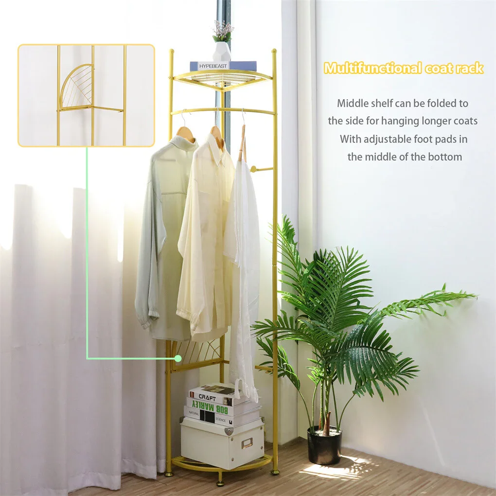 Fin Heavy Duty Clothes Stand Space-Saving Corner Coat Hat Shoes Rack Bedroom - Image 7