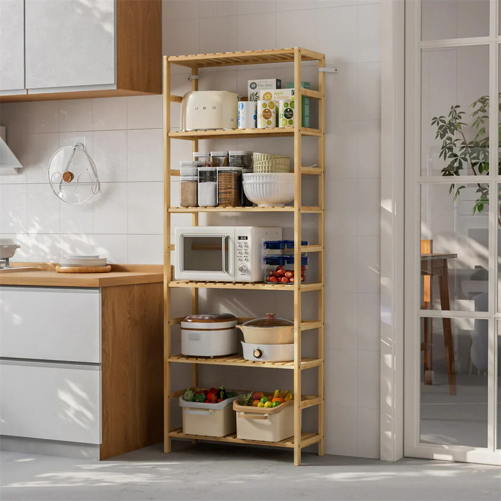 Fin Super Large Wooden Storage Unit 6 Adjustable Shelves Home Kitchen Organization - Image 3
