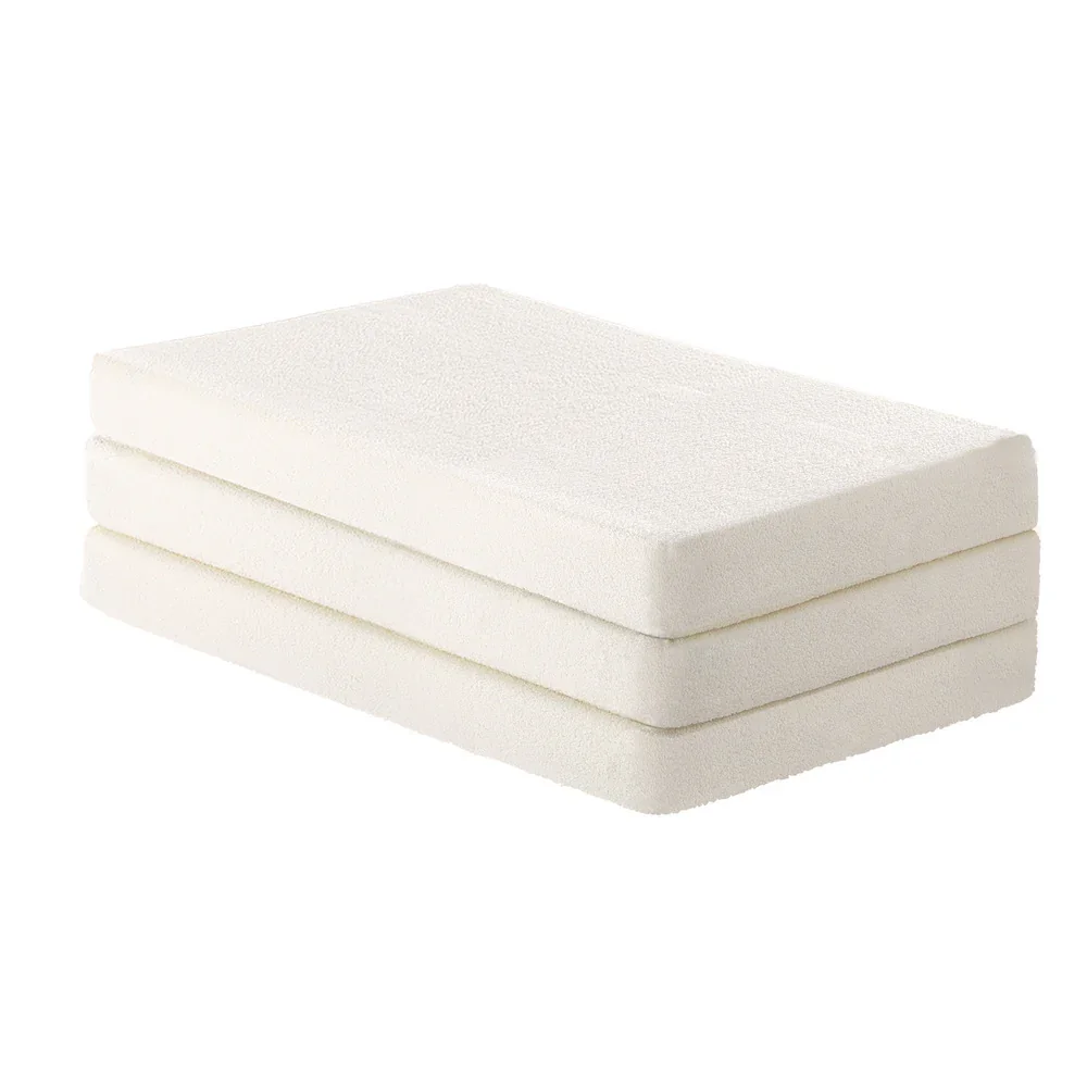 Folding Foam Mattress Sherpa Fleece Portable 3-fold Double - Image 3