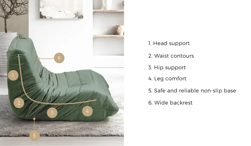 Floor Sofa Lazy Couch Green Polyester - Image 3