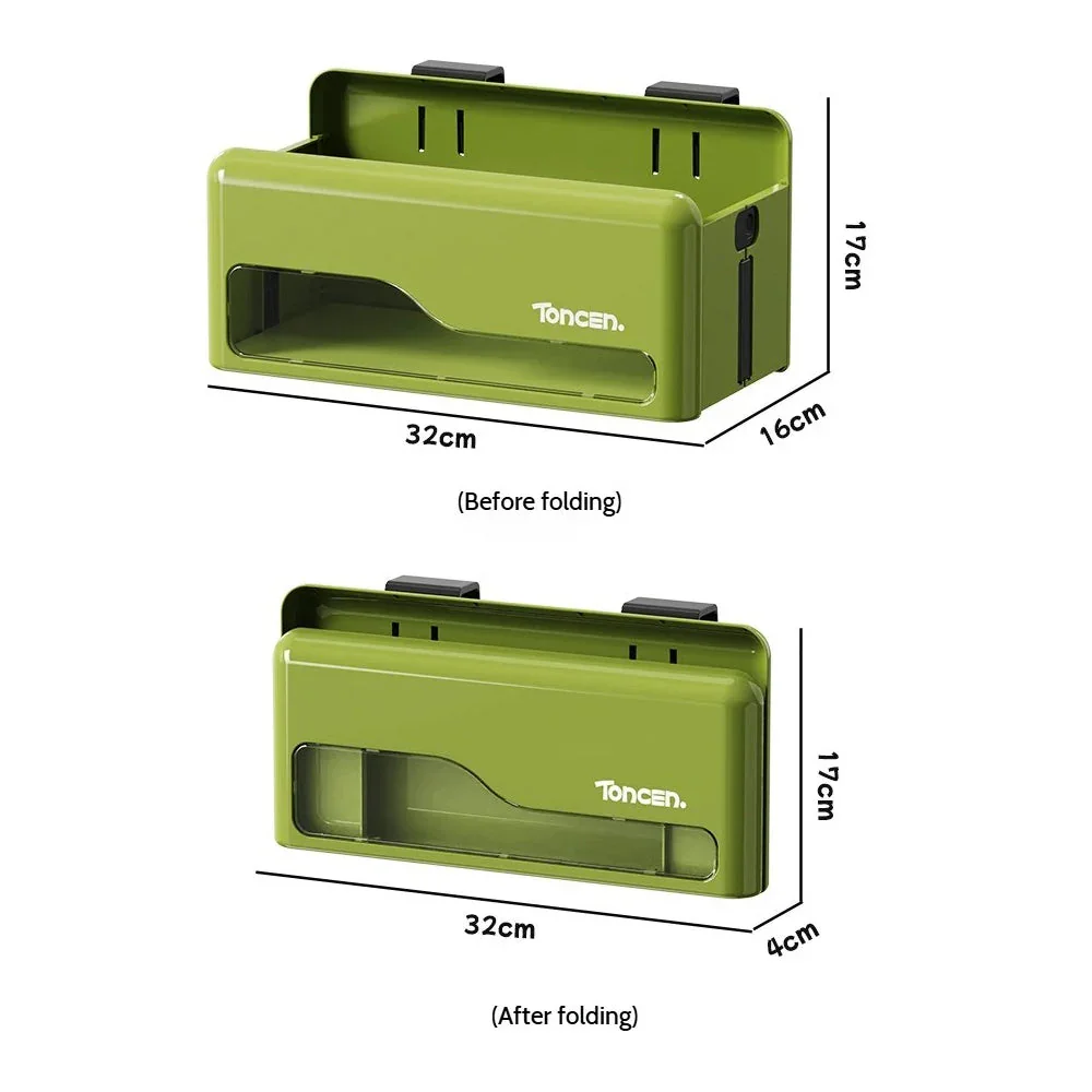 Foldable Hanging Storage Box No Drilling Required Wall-mounted Organizer (Green) - Image 9