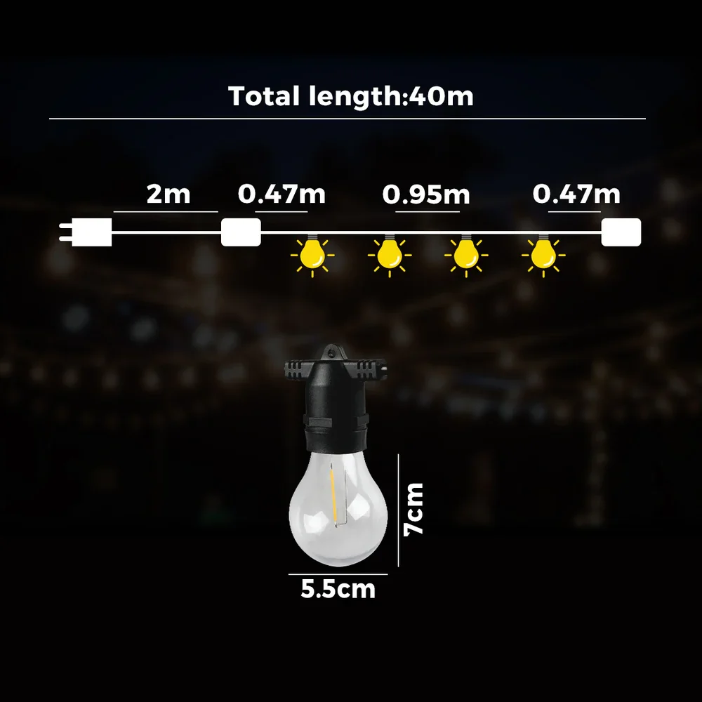 40M Festoon String Lights LED Christmas Waterproof - Image 5