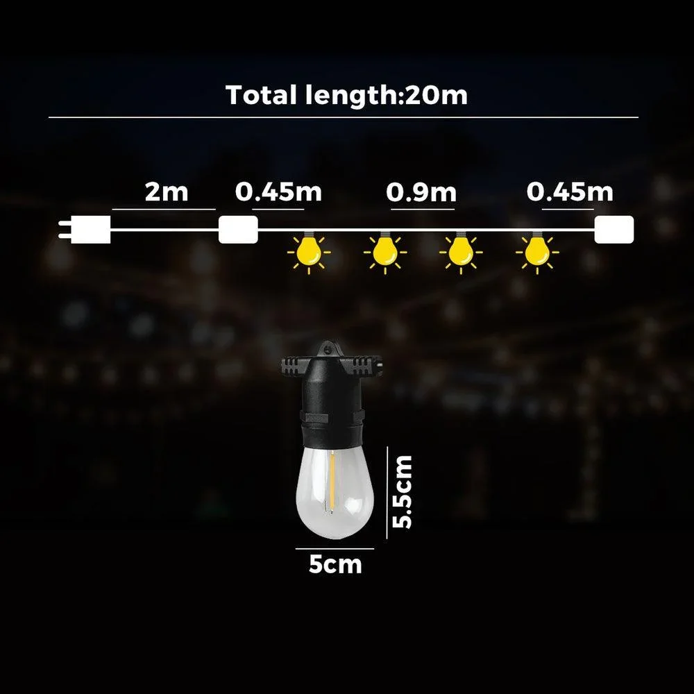20M LED Festoon String Lights Waterproof - Image 9