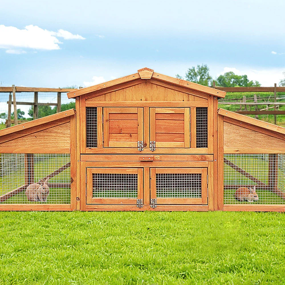 Chicken Coop Rabbit Hutch 169cm x 52cm x 72cm Large Chicken Coop Wooden House Run Cage - Image 2