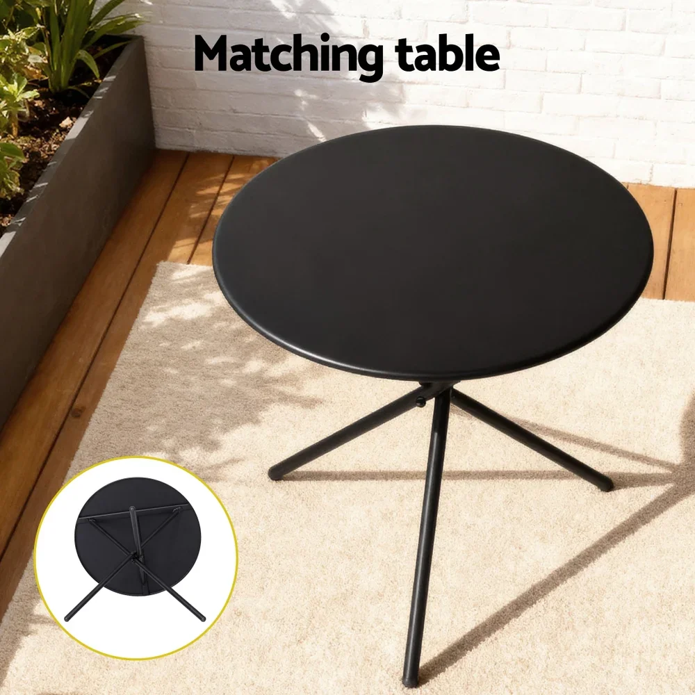 3PC Outdoor Bistro Set Table and Chairs Steel Dining Chair Patio Furniture Textilene - Image 4