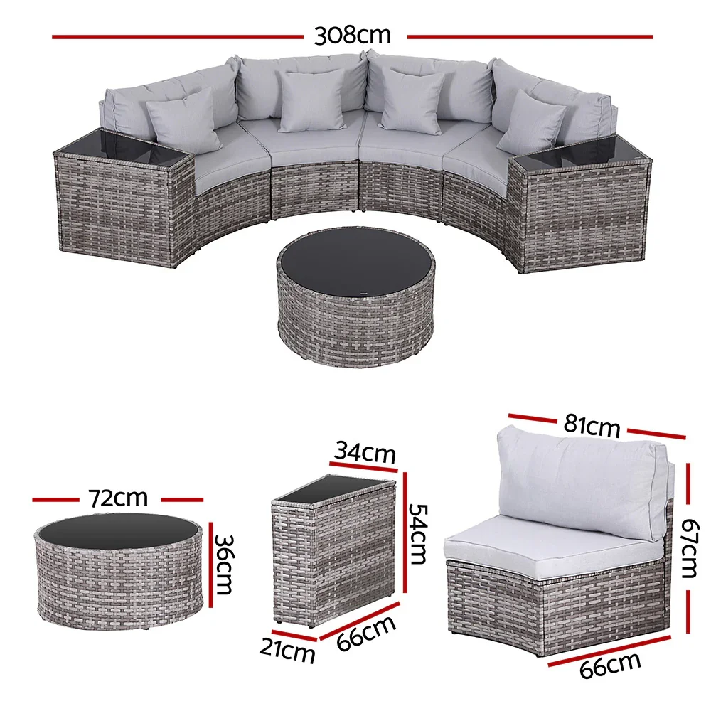 4 Seater Outdoor Sofa Set 7PCS Table Chair Set Garden Rattan Patio Furniture - Image 5