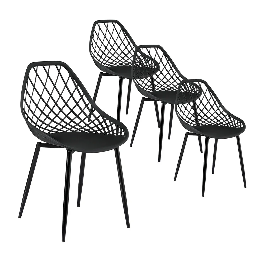 4PC Outdoor Dining Chairs PP Lounge Chair Patio Garden Furniture Black - Image 2