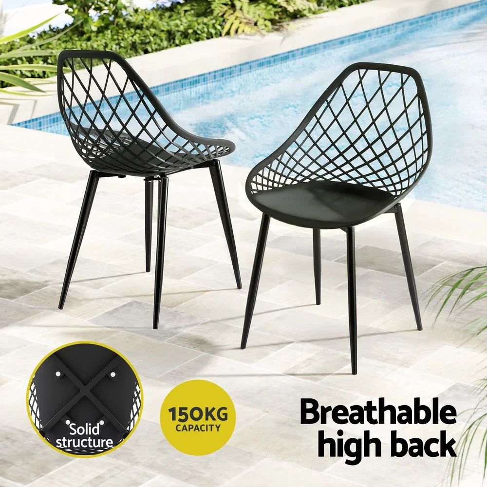 4PC Outdoor Dining Chairs PP Lounge Chair Patio Garden Furniture Black - Image 6