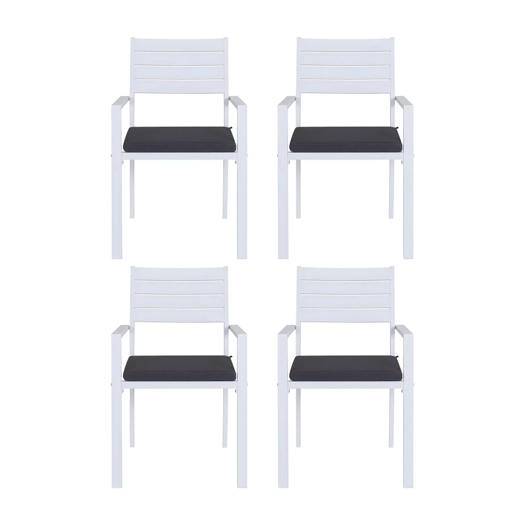 4PC Outdoor Dining Chairs Stackable Aluminum Lounge Chair Patio Furniture - Image 3