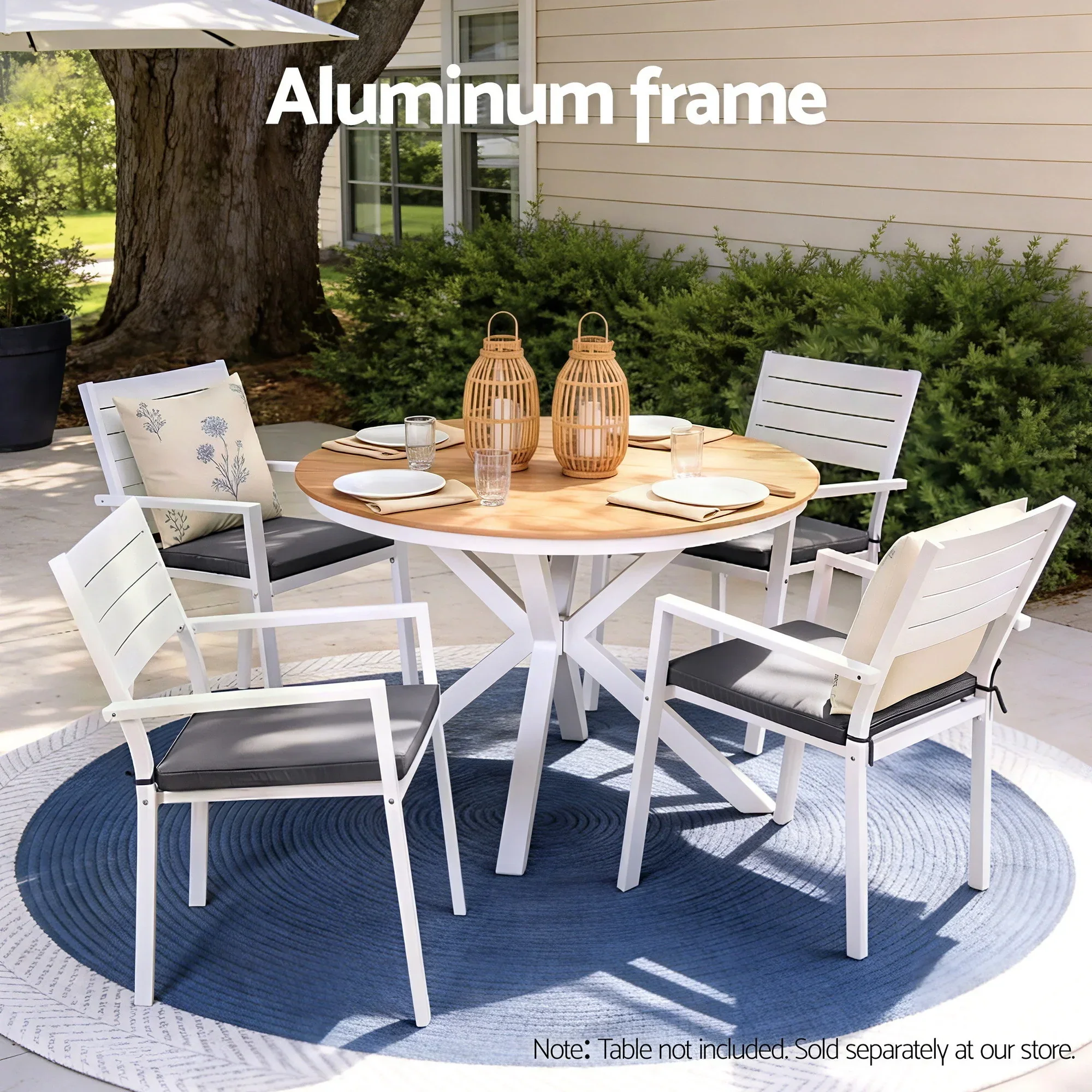 4PC Outdoor Dining Chairs Stackable Aluminum Lounge Chair Patio Furniture - Image 4