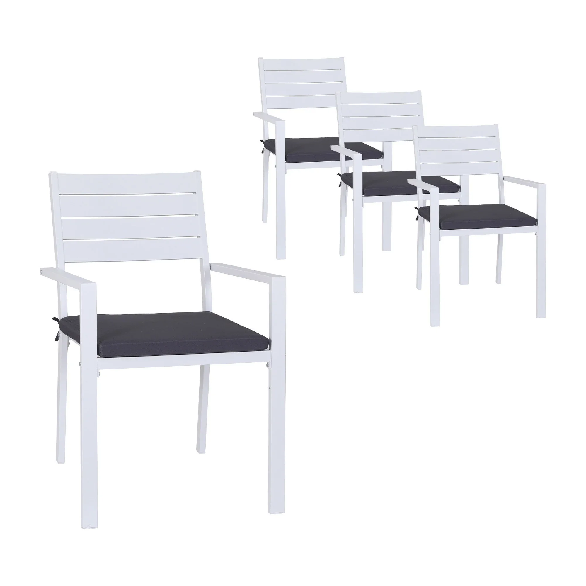 4PC Outdoor Dining Chairs Stackable Aluminum Lounge Chair Patio Furniture - Image 7