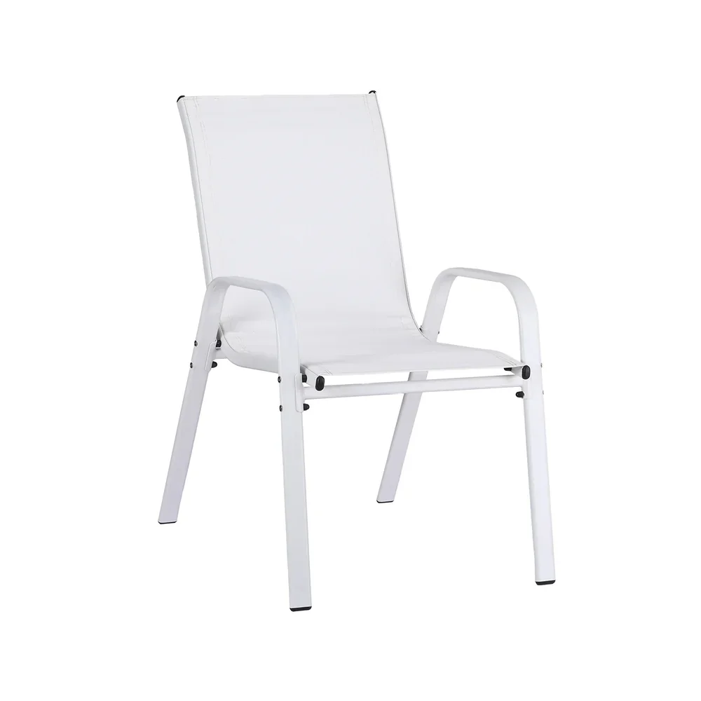 4PC Outdoor Dining Chairs Stackable Lounge Chair Patio Furniture White - Image 3