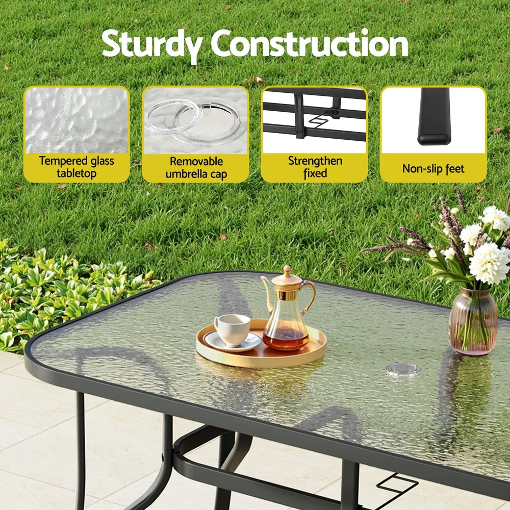 5PC Outdoor Dining Set Table and Chairs Patio Furniture Bistro Set Garden Grey - Image 7