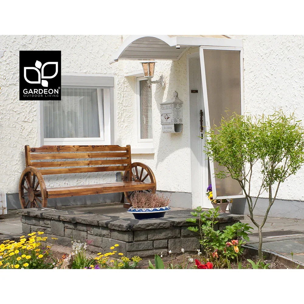 Outdoor Garden Bench Wooden 3 Seat Wagon Chair Lounge Patio Furniture - Image 12