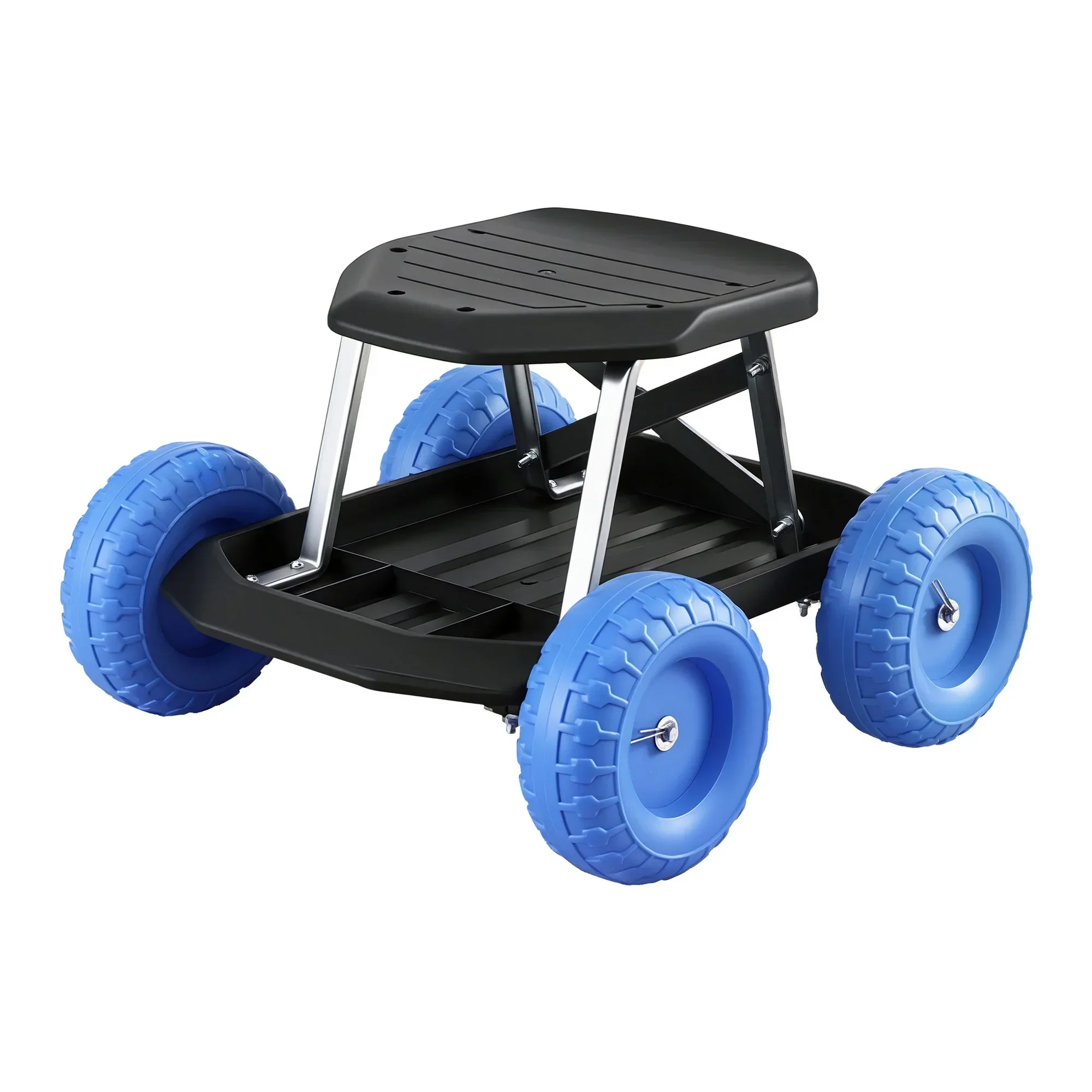 Garden Cart Seat with Wheels, Rolling Work Stool with Tool Storage Tray, 440lbs (200kg) Heavy Duty Capacity Garden Stool for Outdoor Yard Work, Car Detailing, and Garage Maintenance, Blue/Black - Image 9