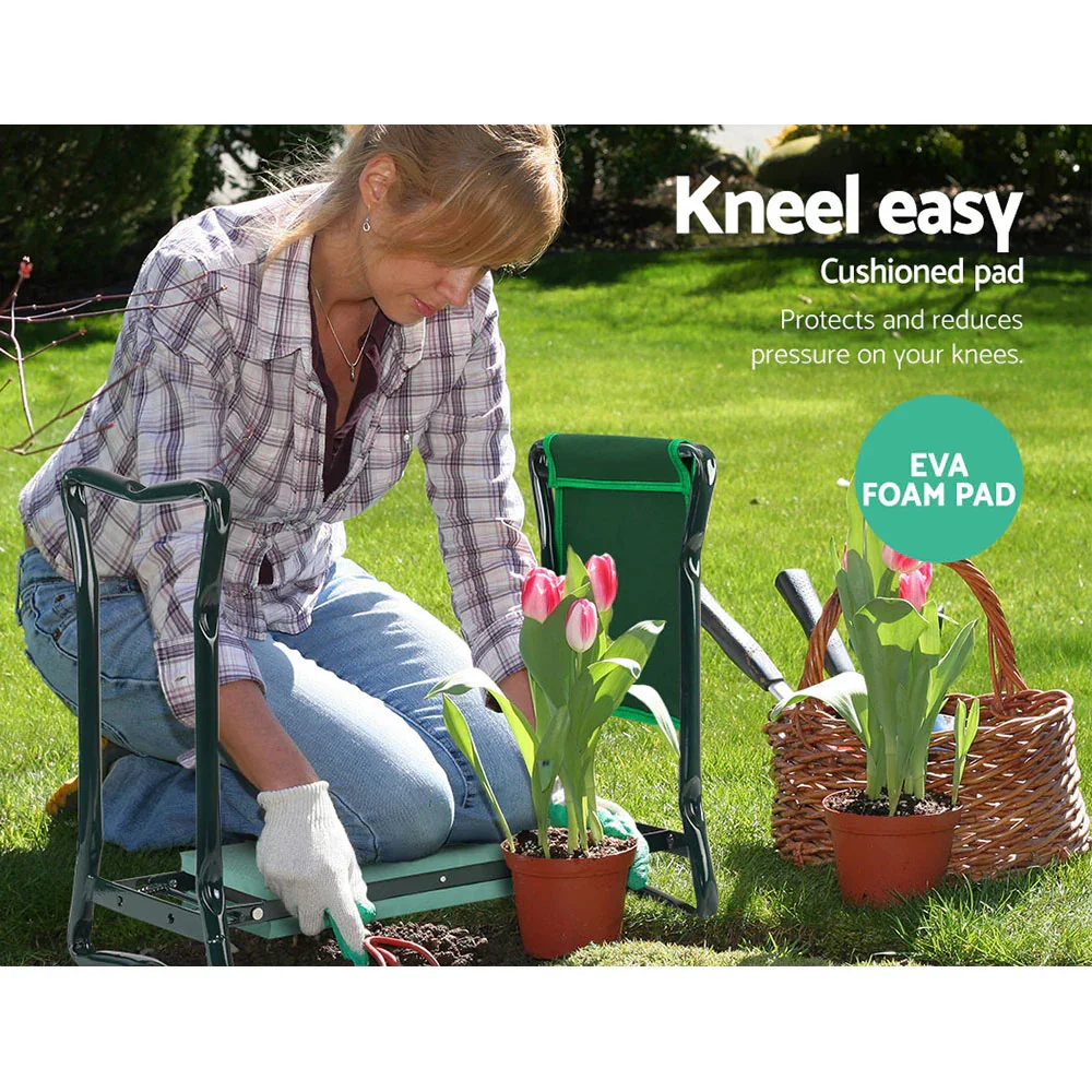 Garden Kneeler 3-in-1 Padded Seat Stool Outdoor Bench Knee Pad Foldable - Image 3
