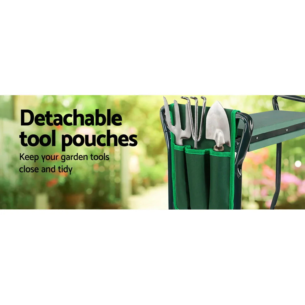 Garden Kneeler 3-in-1 Padded Seat Stool Outdoor Bench Knee Pad Foldable - Image 5