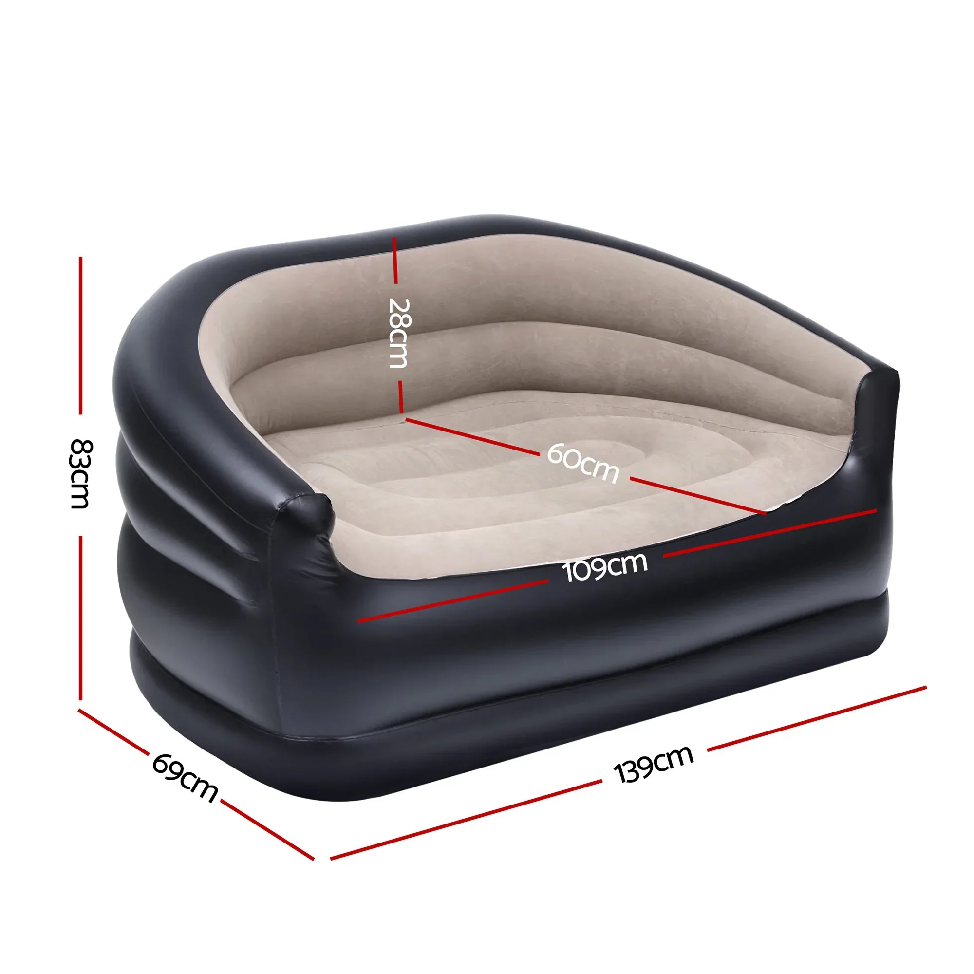 Outdoor Air Sofa Inflatable Couch Two-Seater Lounge Chair with Pump Blow Up Couches for Camping - Image 6