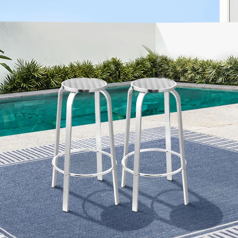 2x Outdoor Bar Stools Aluminum - Image 7