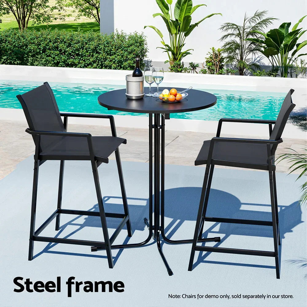 Outdoor Bar Table Round Folding Desk Top 109cm Patio Furniture Black - Image 4